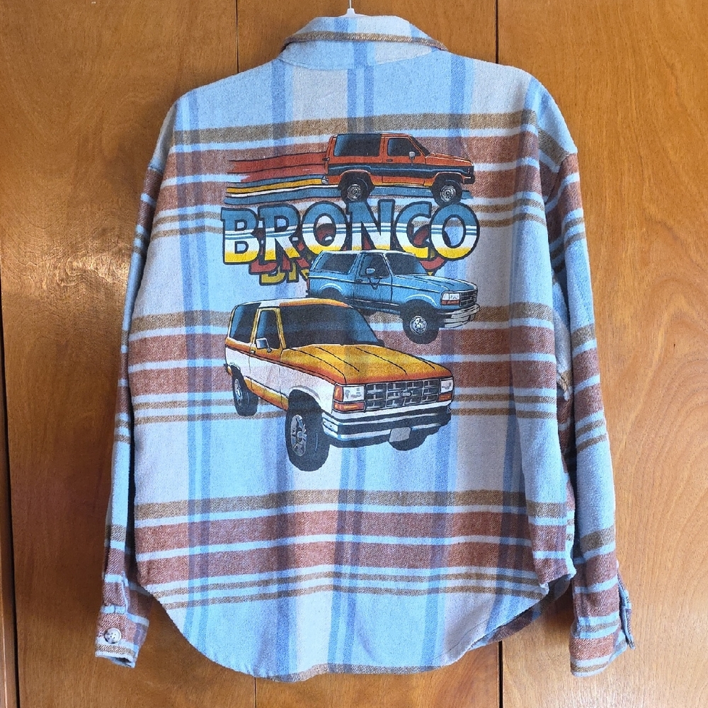 Ford Bronco Blue Plaid Women's Top